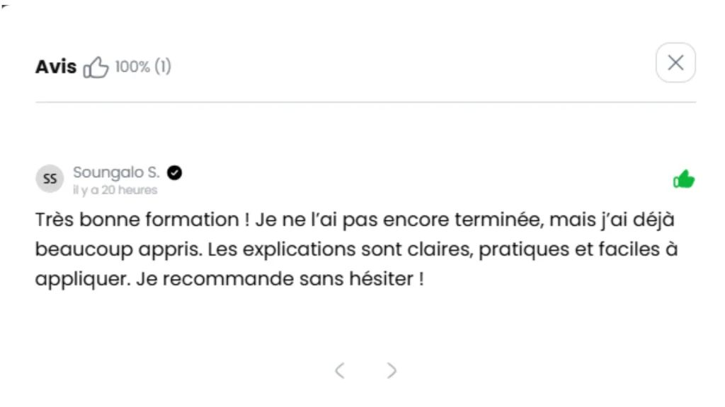 avis client pour formation produits digitaux 3.0